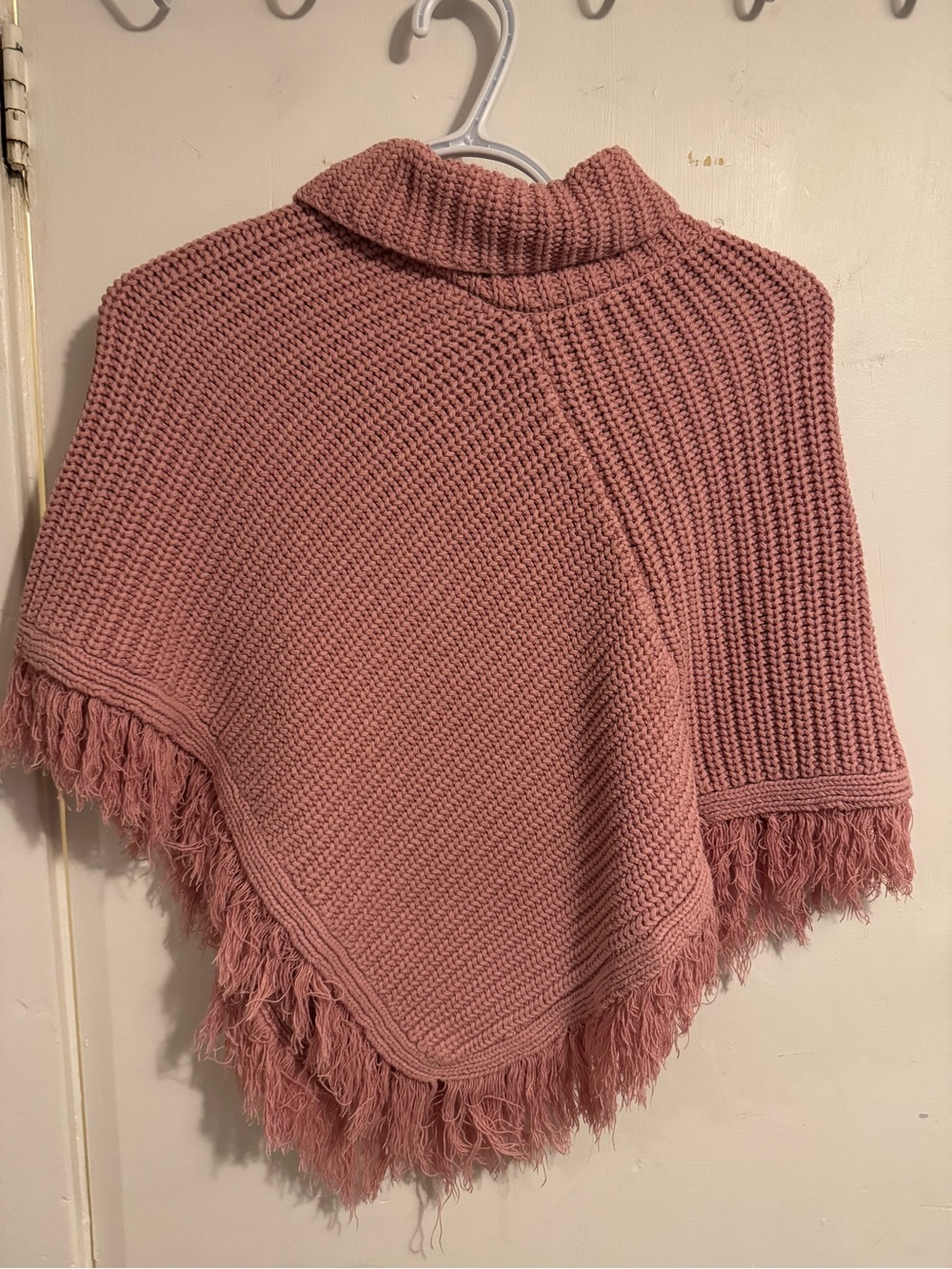 Women's Cozy Knit Poncho Sweater - Dusty Rose